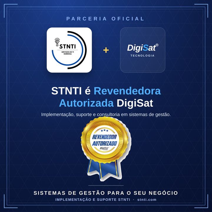 Selo de Revendedor Autorizado DigiSat, parceria oficial entre STNTI e DigiSat Tecnologia