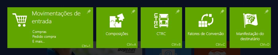 Tela de entradas com compras e composições