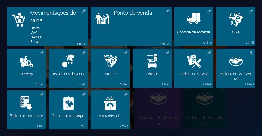 Tela de saídas com ordens de serviço e cadastro de veículos